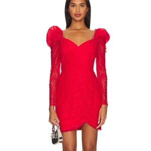 Saylor Trixie Mini Dress red long sleeve mini